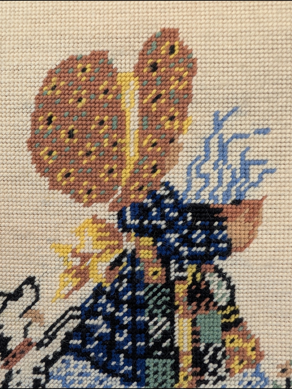Vintage Framed Cross‑Stitch — Holly Hobbie Inspired Girl & Dog - Picture 12 of 15